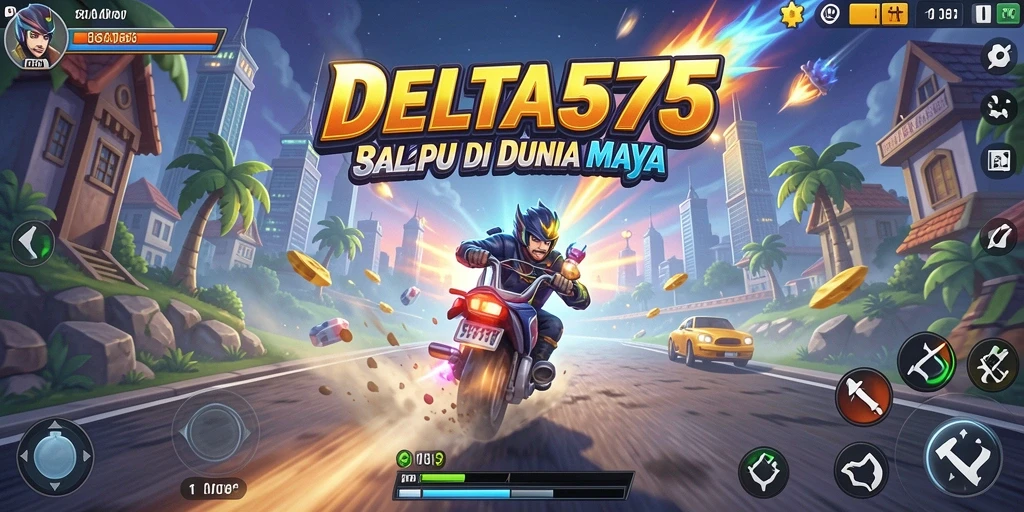 Tangkapan layar menunjukkan aksi balapan mendebarkan di DELTA575.