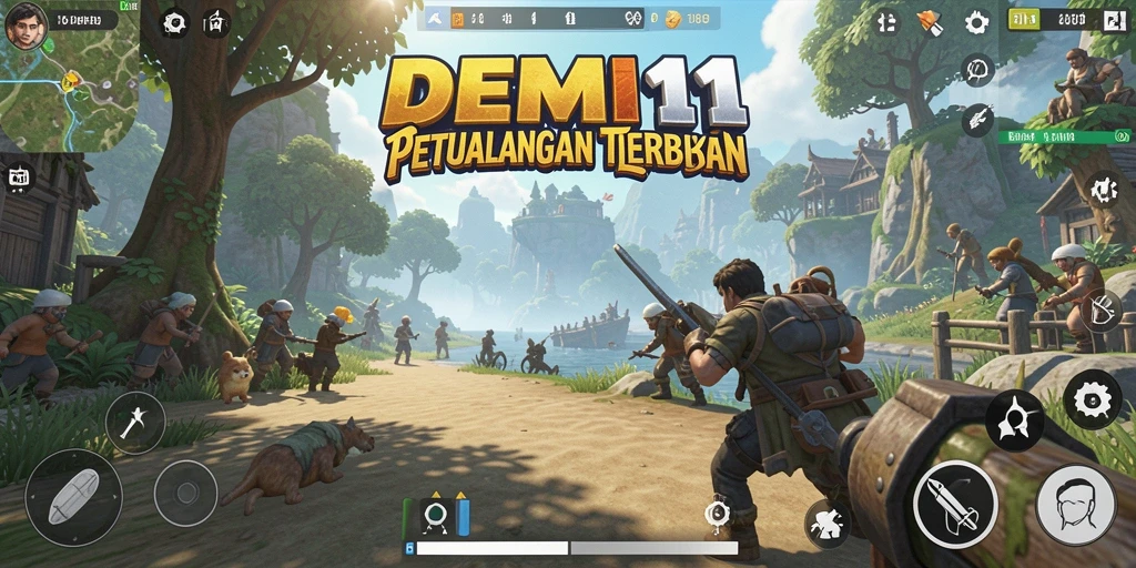 Tangkapan layar yang menunjukkan petualangan seru di dunia terbuka DEMI11.