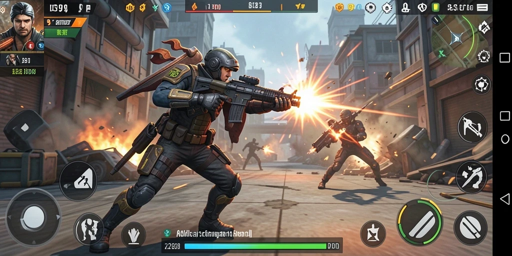 Tangkapan layar utama menunjukkan aksi epik dalam gameplay DS99.