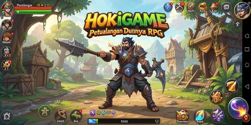 Tampilan gameplay HOKIGAME yang penuh aksi dan petualangan RPG.