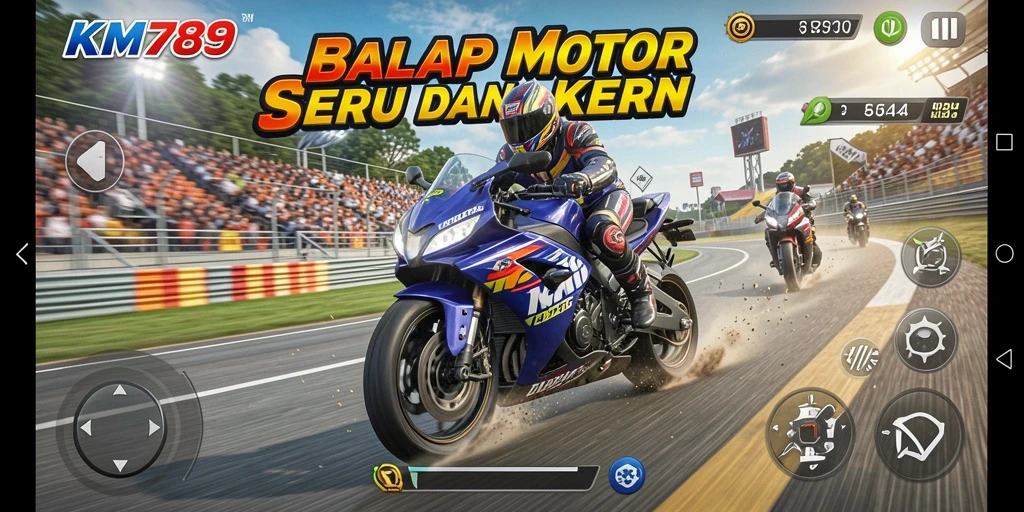 Gameplay seru dan menegangkan dari KM789 saat balap motor.