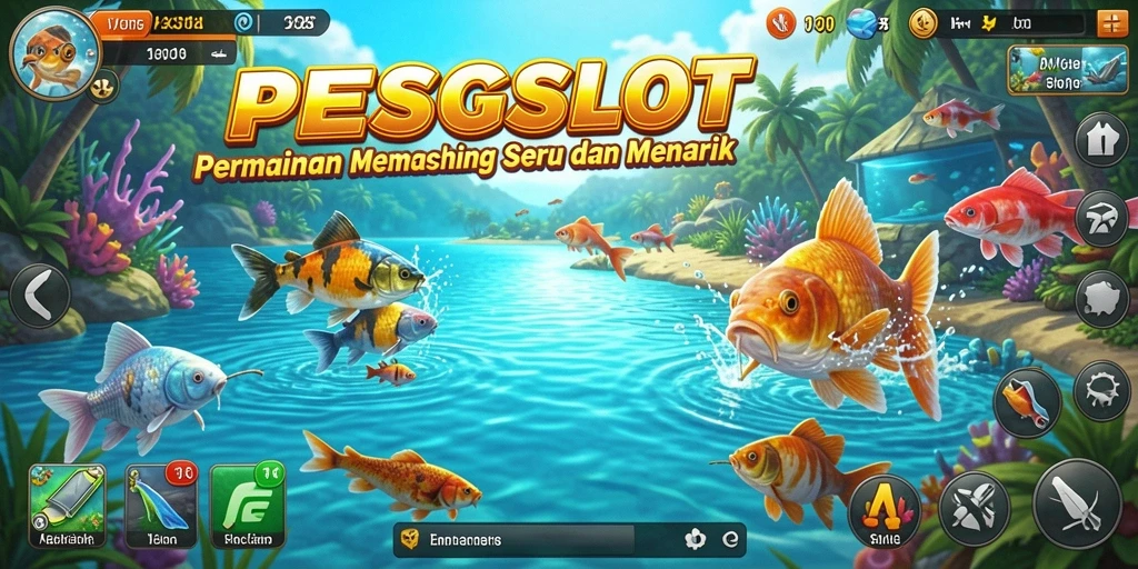 Screenshot PESGSLOT menampilkan aksi memancing yang menarik di lokasi indah.