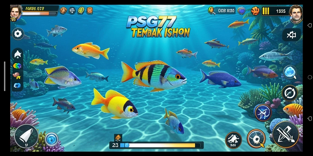 Screenshot PSG77 menunjukkan aksi menangkap ikan yang seru.