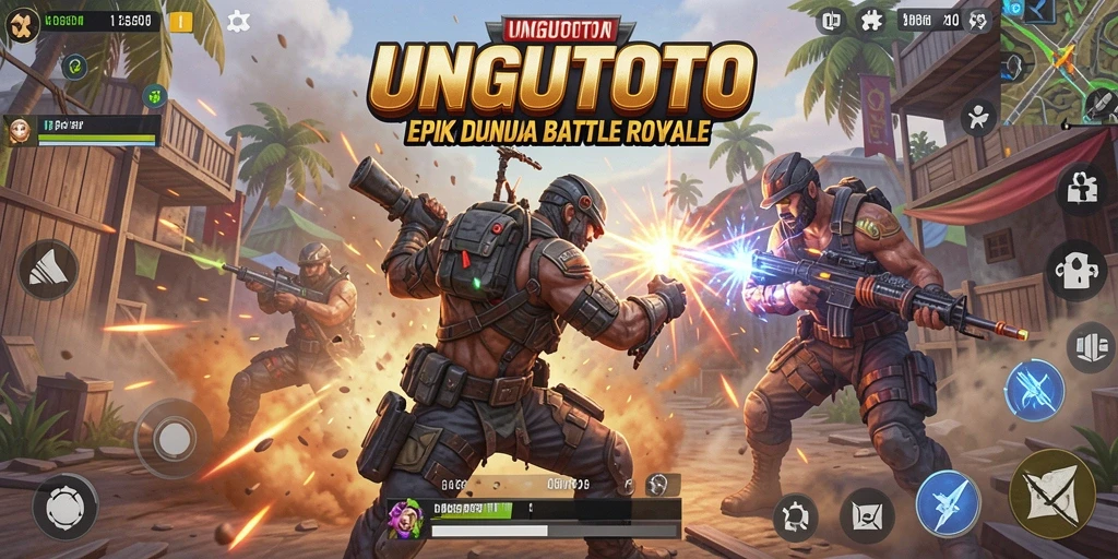 Screenshot gameplay UNGUTOTO yang menampilkan aksi pertempuran seru.