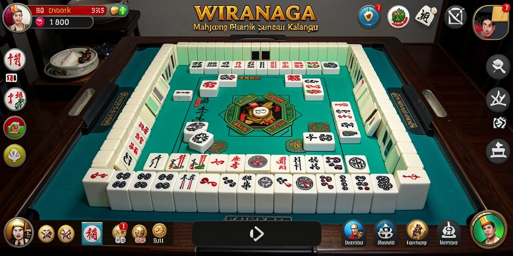 Tampilan menarik gameplay WIRANAGA dengan ubin Mahjong.